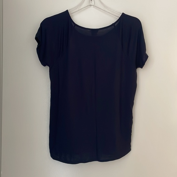 Navy blue J Crew loose drapey top with short sleeves small 6 8 - Picture 4 of 4